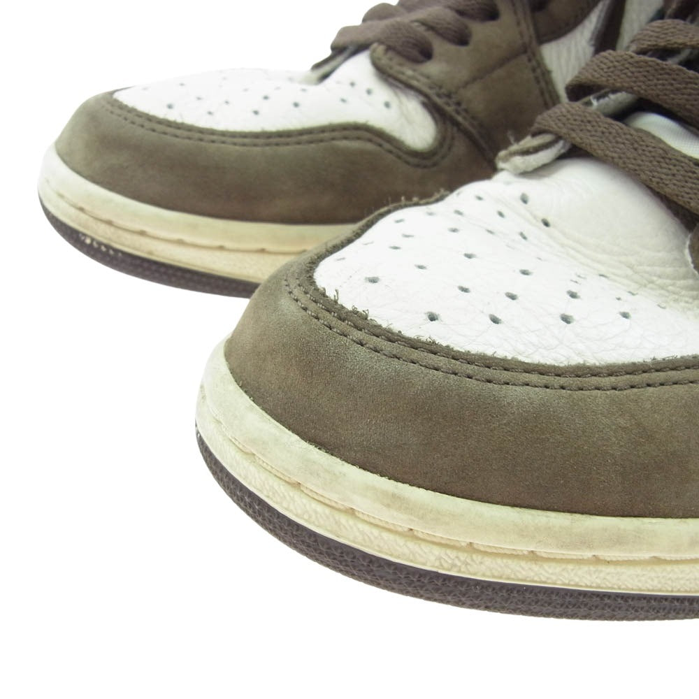 NIKE ナイキ CD4487-100 Travis Scott Air Jordan 1 Retro High OG TS SP Sail/Dark Mocha トラヴィススコット エアジョーダン1 レトロ ハイ OG TS SP セイル/ダークモカ スニーカー【フェイクバスターズ鑑定済み】 ブラウン系 ホワイト系 27.5cm【中古】