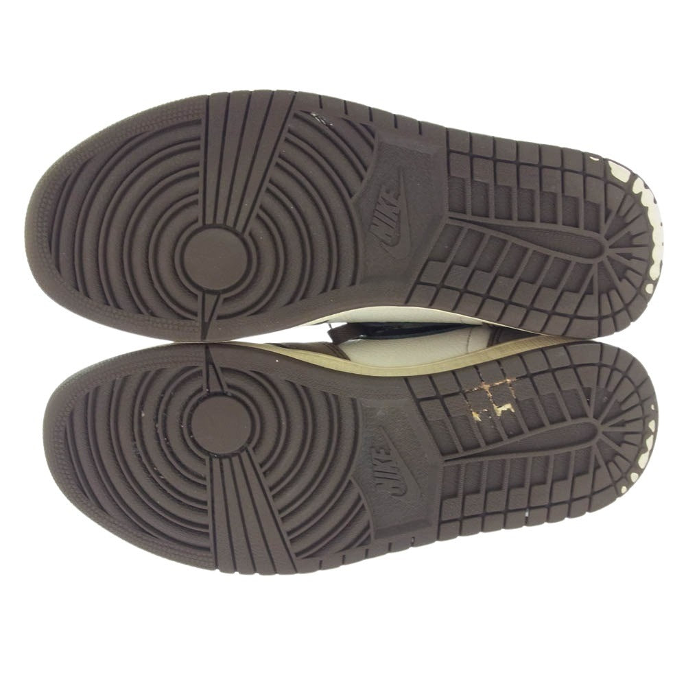 NIKE ナイキ CD4487-100 Travis Scott Air Jordan 1 Retro High OG TS SP Sail/Dark Mocha トラヴィススコット エアジョーダン1 レトロ ハイ OG TS SP セイル/ダークモカ スニーカー【フェイクバスターズ鑑定済み】 ブラウン系 ホワイト系 27.5cm【中古】