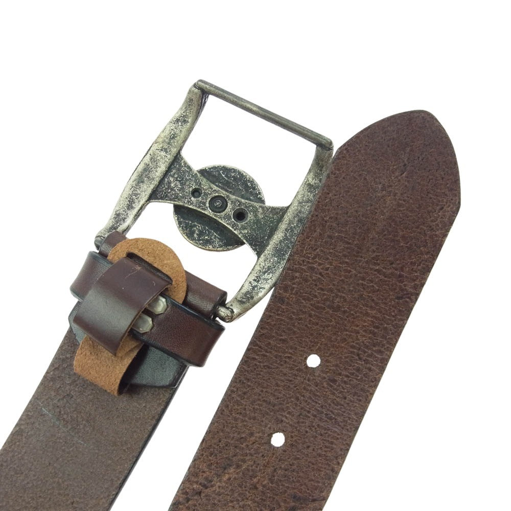 POLO JEANS ポロジーンズ ロゴ バックル ベルト ダークブラウン系【中古】