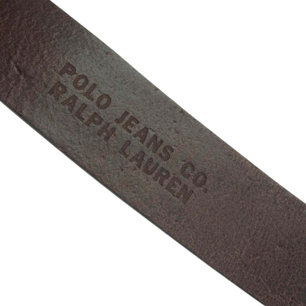POLO JEANS ポロジーンズ ロゴ バックル ベルト ダークブラウン系【中古】
