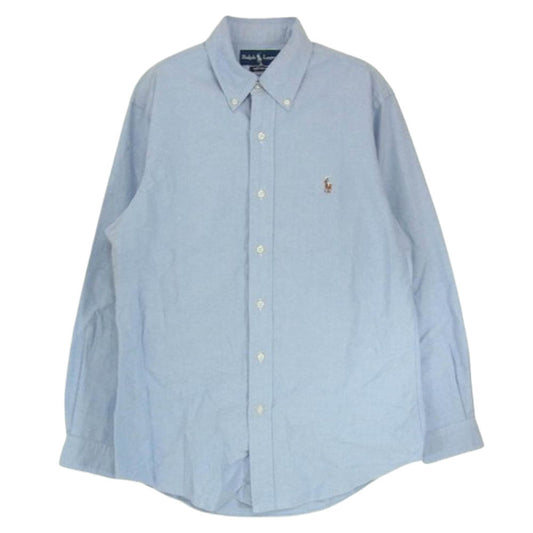 POLO RALPH LAUREN ポロ・ラルフローレン CUSTOM FIT ポニー刺繍 長袖 シャツ ブルー系【中古】