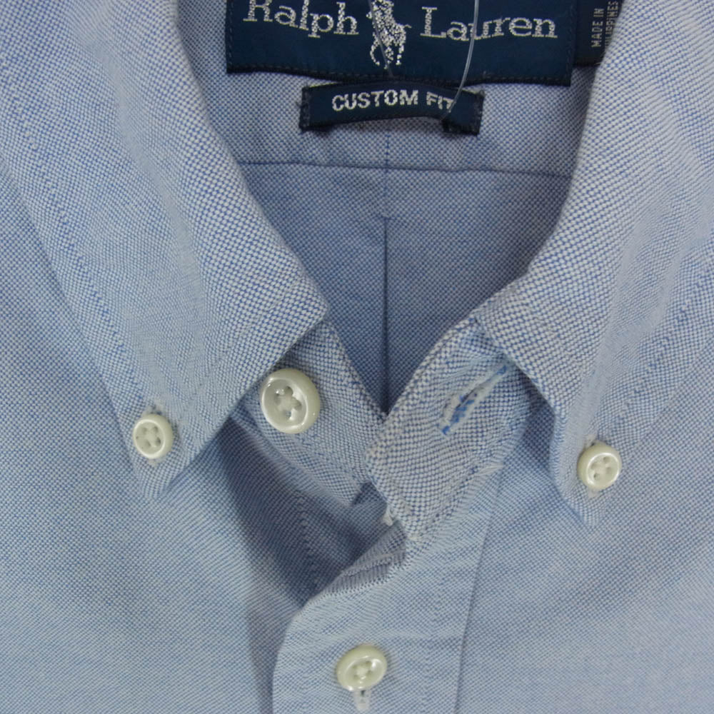 POLO RALPH LAUREN ポロ・ラルフローレン CUSTOM FIT ポニー刺繍 長袖 シャツ ブルー系【中古】