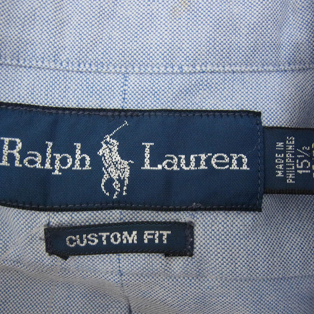 POLO RALPH LAUREN ポロ・ラルフローレン CUSTOM FIT ポニー刺繍 長袖 シャツ ブルー系【中古】