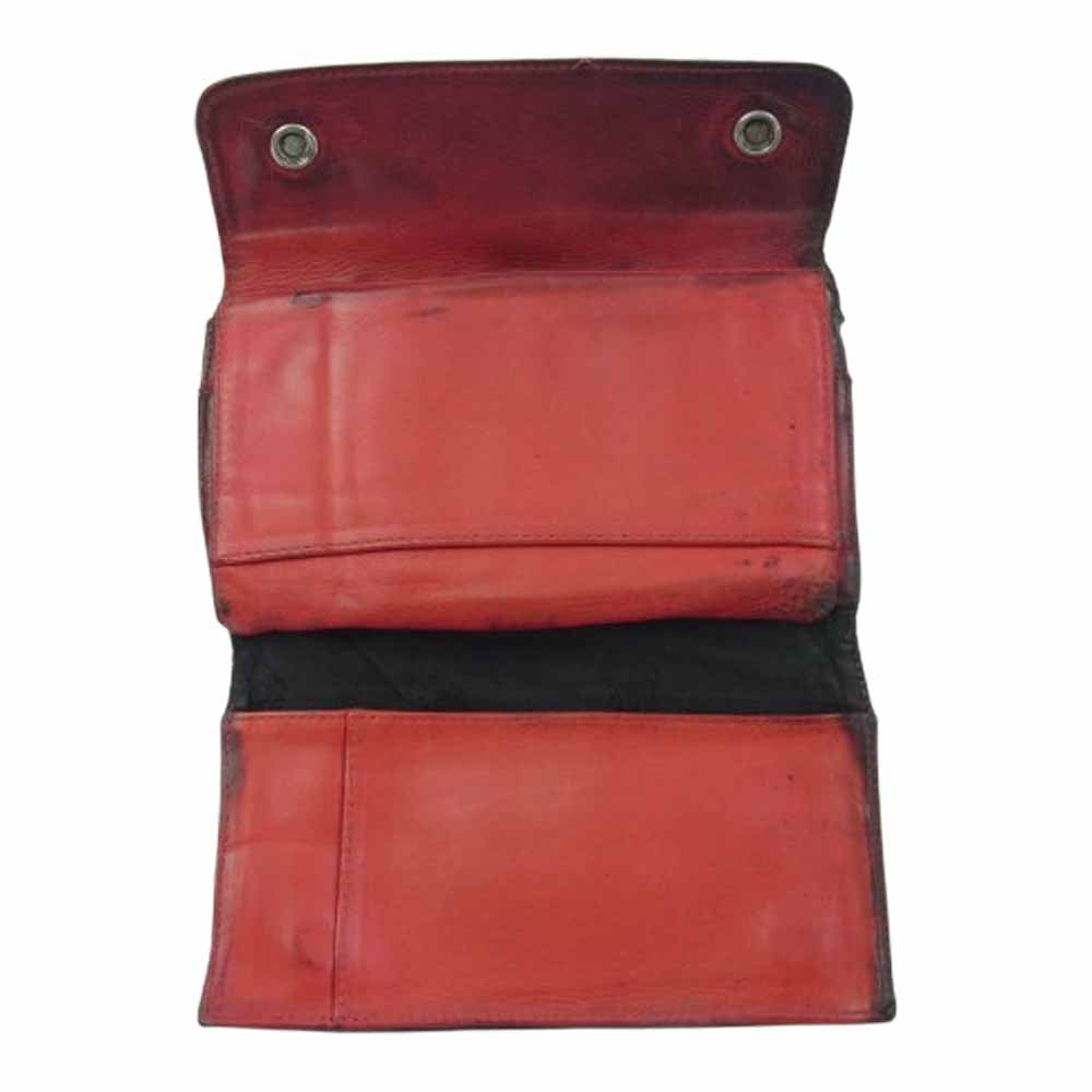 CHROME HEARTS クロムハーツ（原本無） WAVE CROSS BALL ウェーブ クロスボールボタン レザー ウォレット 財布 ブラック系【中古】