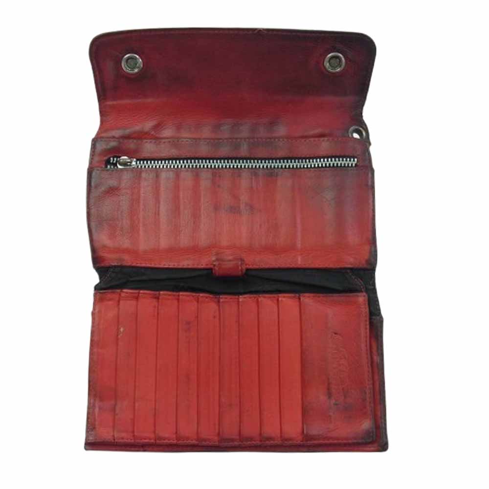 CHROME HEARTS クロムハーツ（原本無） WAVE CROSS BALL ウェーブ クロスボールボタン レザー ウォレット 財布 ブラック系【中古】