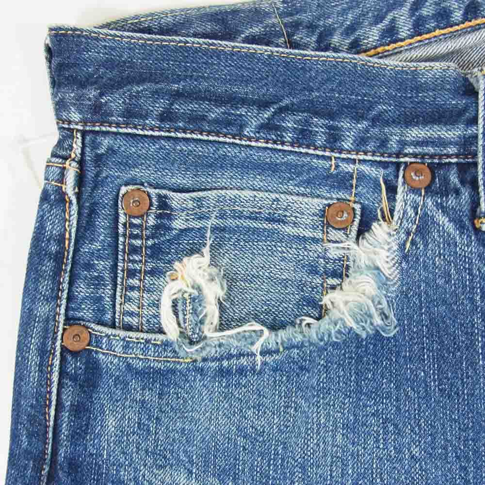 シルバーストーン ボタンフライ セルビッチ デニムパンツ レザ―パッチ インディゴブルー系 33【中古】
