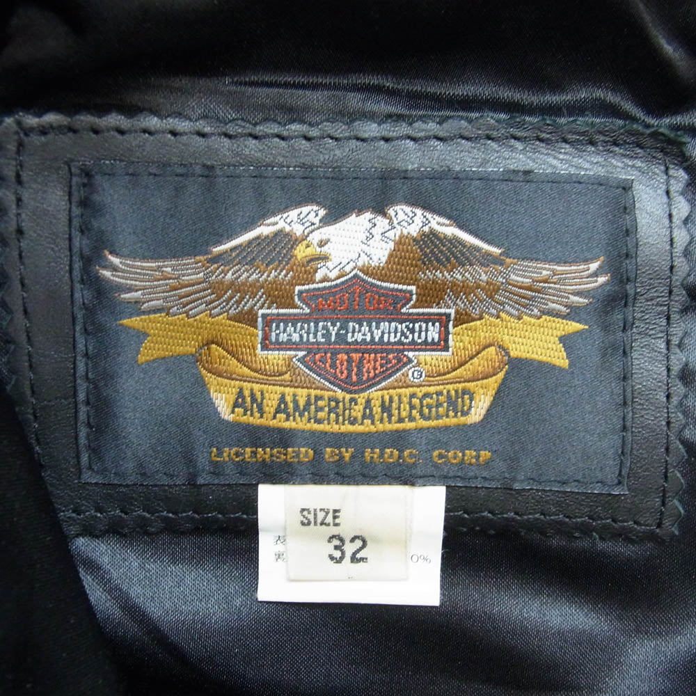 HARLEY DAVIDSON ハーレーダビッドソン カウレザー パンツ ブラック系 32【中古】