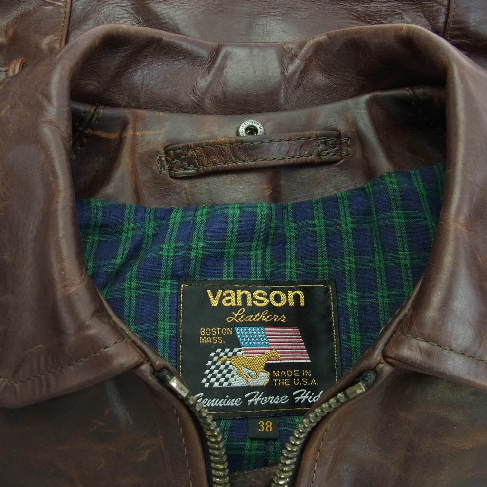 VANSON バンソン 54150B ENF SINGLE RIDERS JACKET HORSE HIDE エンフィールド ホースハイド シングル レザー ジャケット ブラウン系 38【中古】
