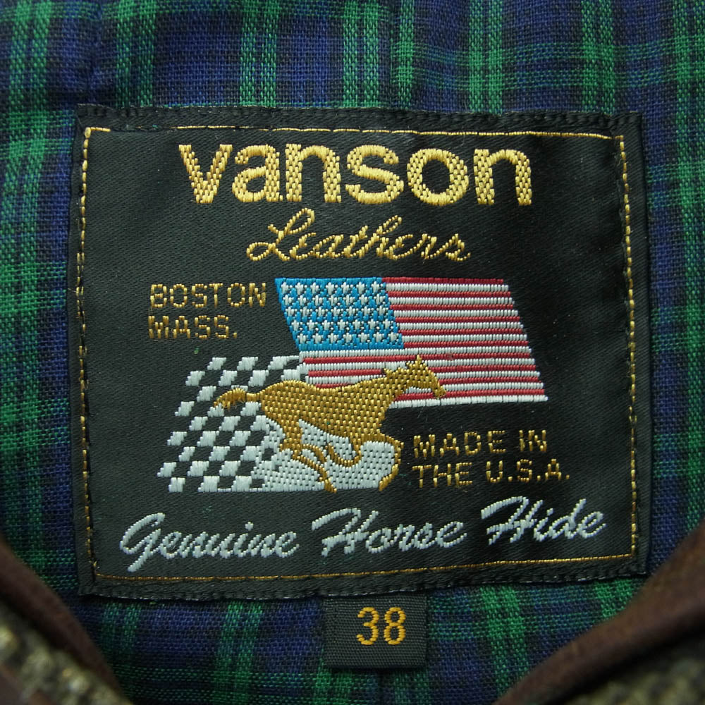 VANSON バンソン 54150B ENF SINGLE RIDERS JACKET HORSE HIDE エンフィールド ホースハイド シングル レザー ジャケット ブラウン系 38【中古】