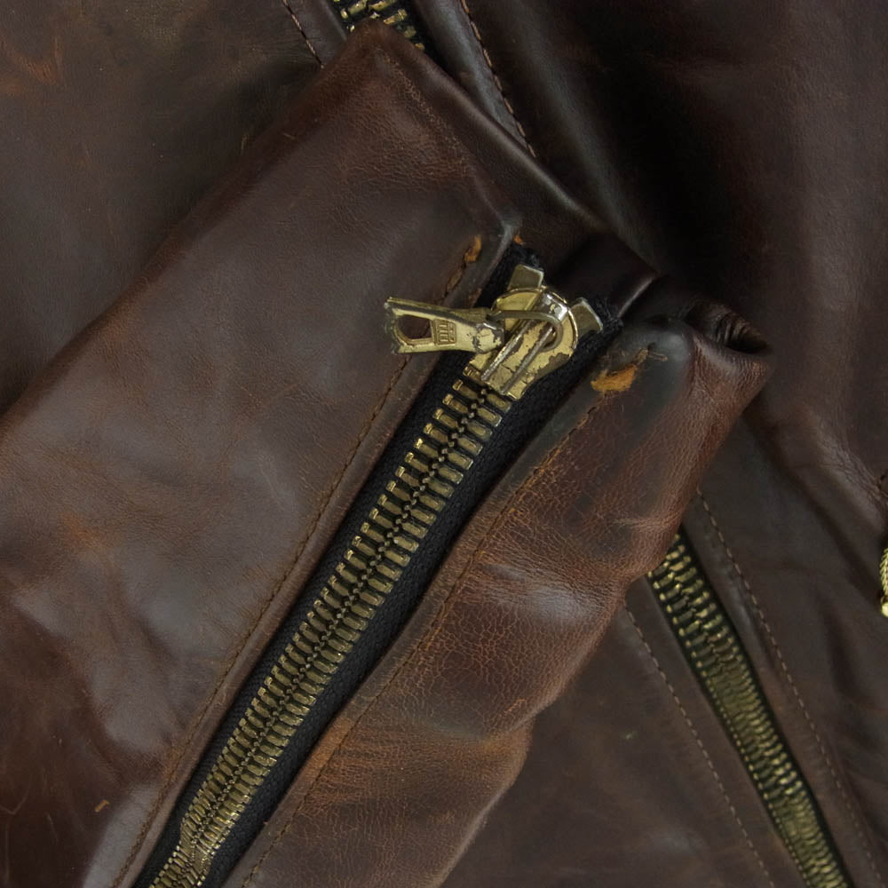 VANSON バンソン 54150B ENF SINGLE RIDERS JACKET HORSE HIDE エンフィールド ホースハイド シングル レザー ジャケット ブラウン系 38【中古】