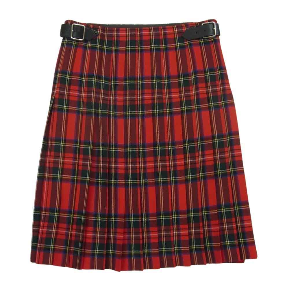 COMME des GARCONS コムデギャルソン 本ライン 00AW アーカイブ GS-040730 カラーストーンスタッズ タータンチェック プリーツ ラップ スカート レッド系 サイズ表記なし【中古】