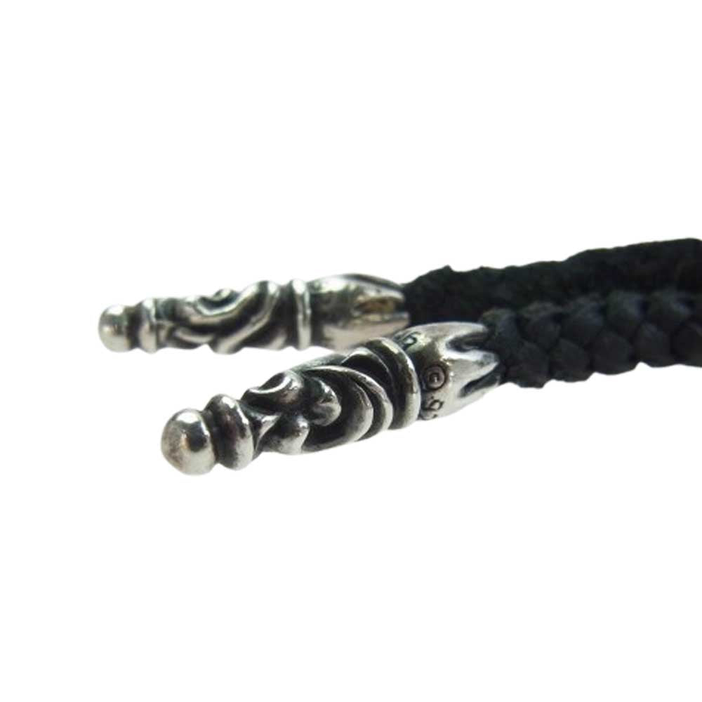 CHROME HEARTS クロムハーツ（原本無） OLD LEATHER BRAID オールド スクロール レザーブレード シルバー ネックレス ブラック系【中古】