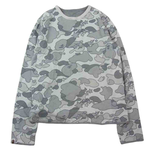 A BATHING APE アベイシングエイプ スワロフスキーカモ リバーシブル Tシャツ グレー系 XS【中古】