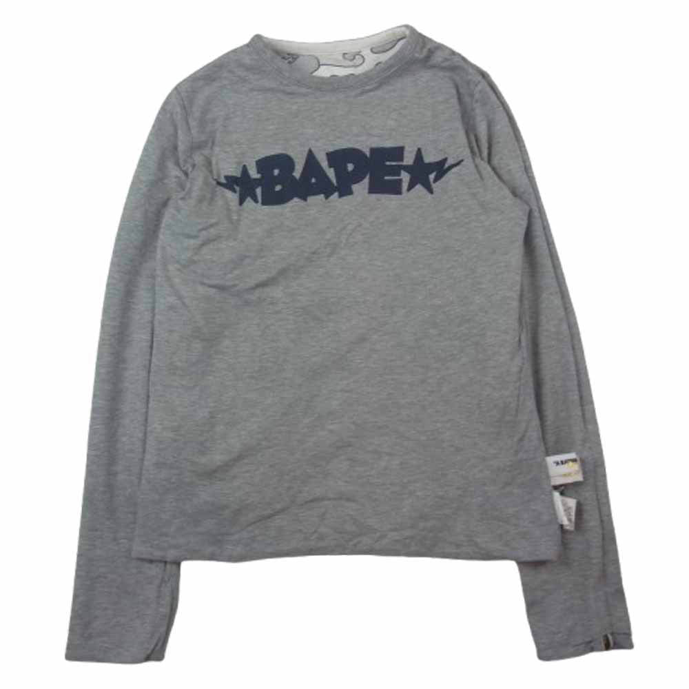 A BATHING APE アベイシングエイプ スワロフスキーカモ リバーシブル Tシャツ グレー系 XS【中古】