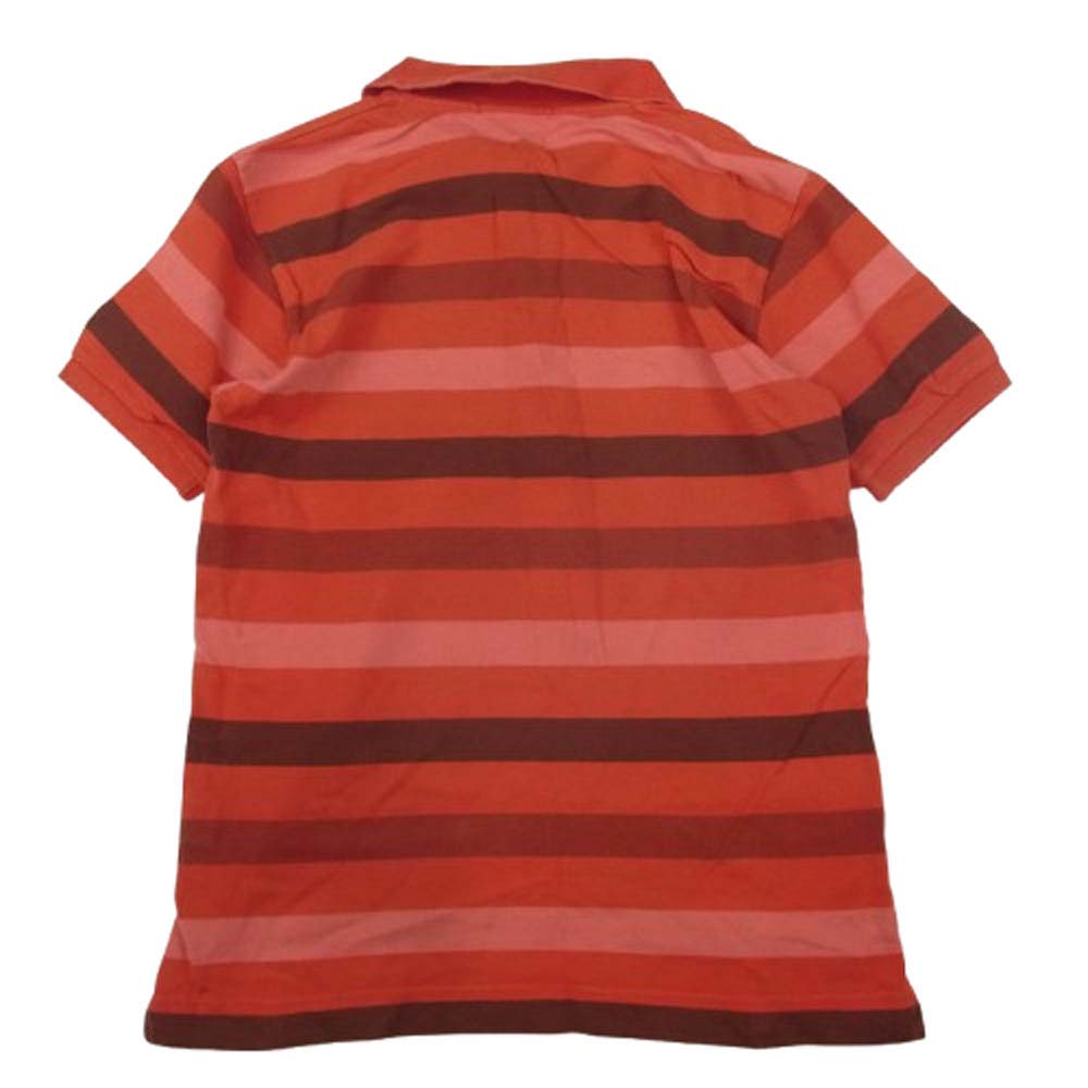 A BATHING APE アベイシングエイプ ONE POINT ロゴ ボーダー 半袖 ポロシャツ レッド系 M【中古】