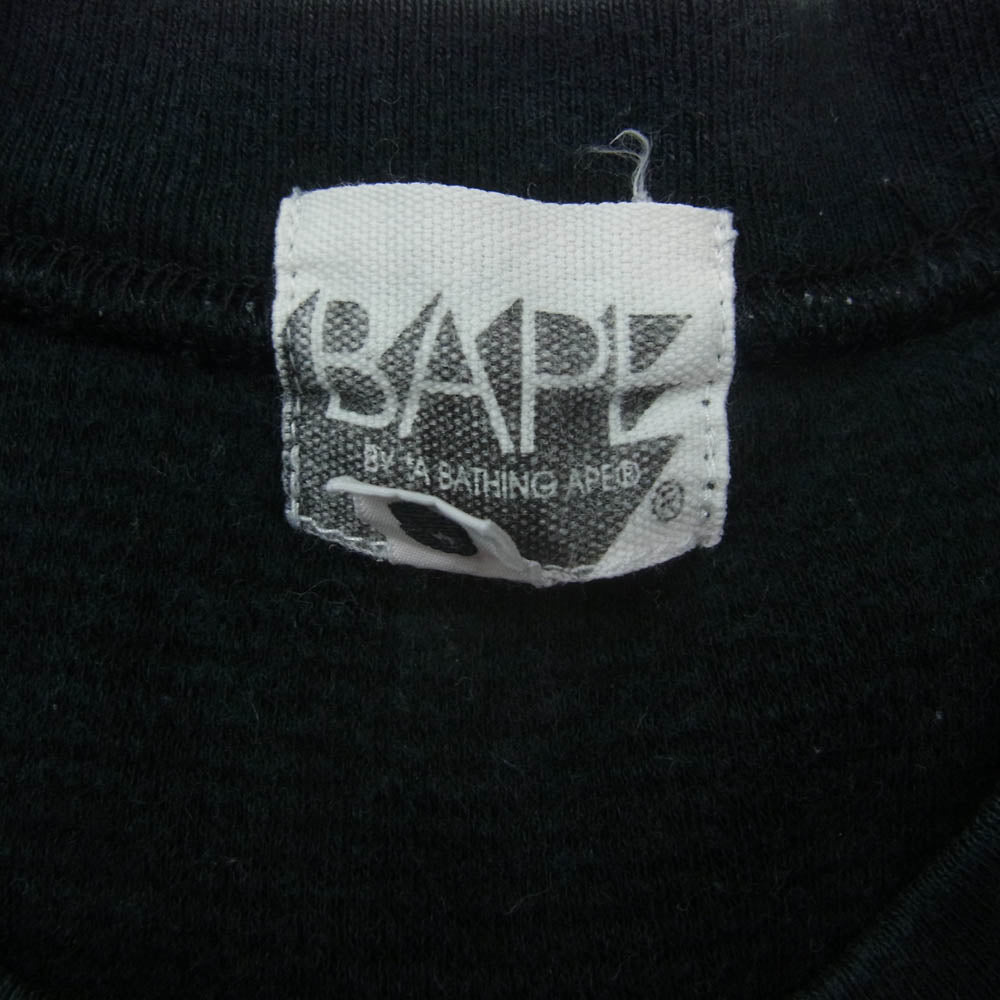 A BATHING APE アベイシングエイプ ONE POINT ワンポイント ロゴ サーマル 長袖 Tシャツ ブラック系 L【中古】