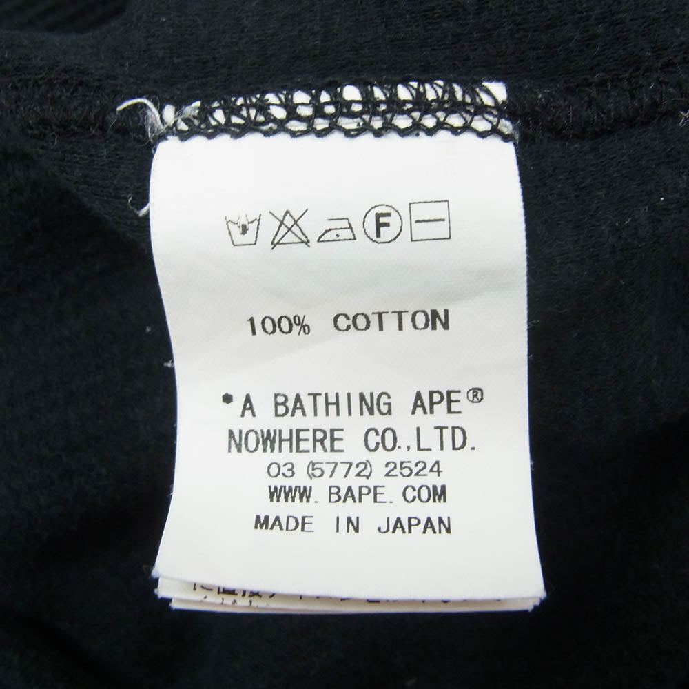 A BATHING APE アベイシングエイプ ONE POINT ワンポイント ロゴ サーマル 長袖 Tシャツ ブラック系 L【中古】