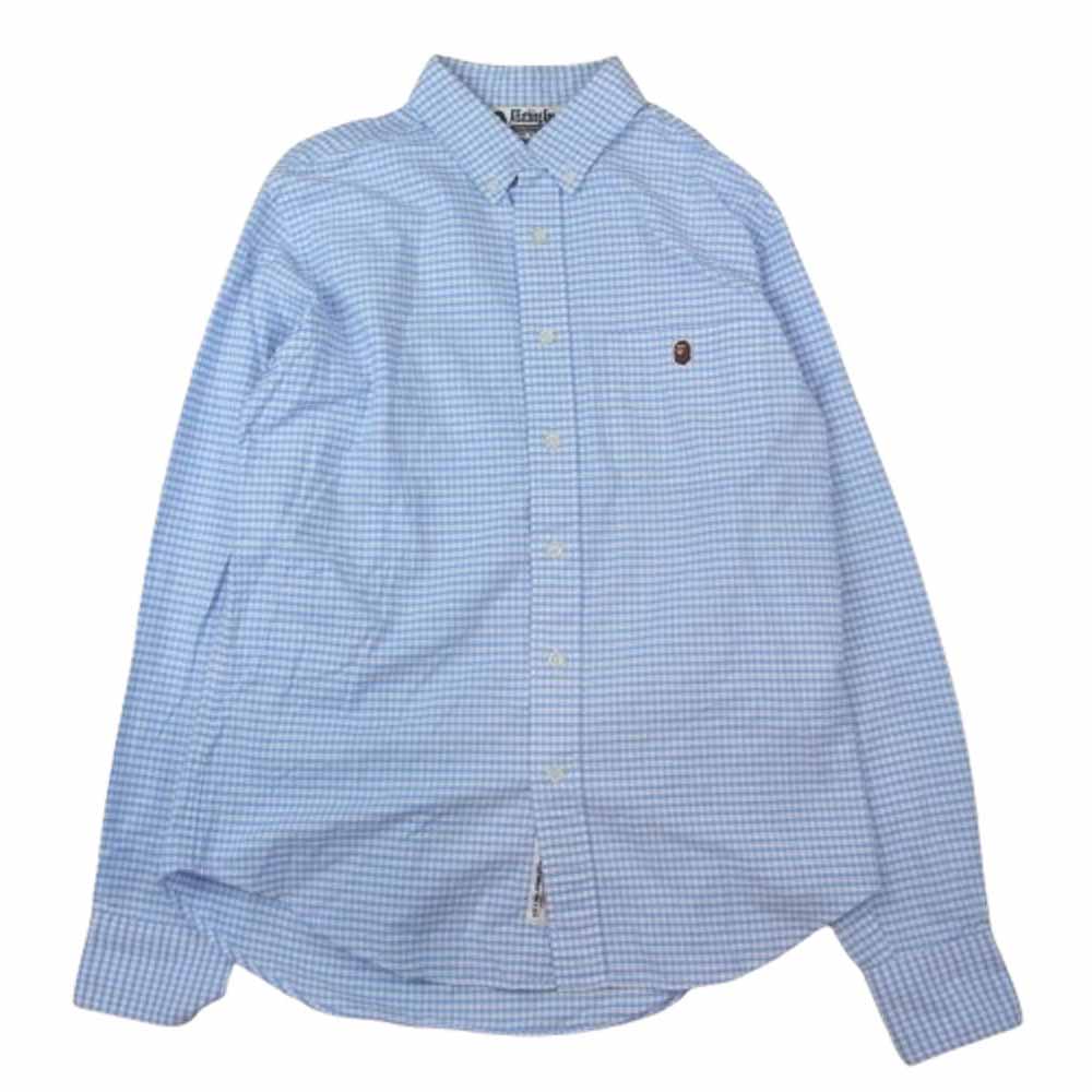 A BATHING APE アベイシングエイプ ONE POINT ボタンダウン ギンガム チェック ブルー系 M【中古】