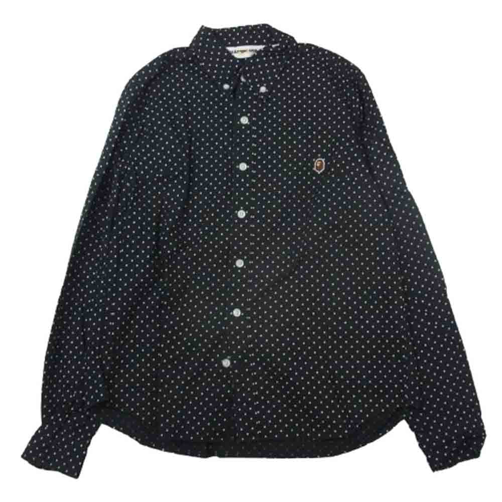 A BATHING APE アベイシングエイプ ONE POINT ボタンダウン ドット柄 長袖 シャツ ブラック系 S【中古】