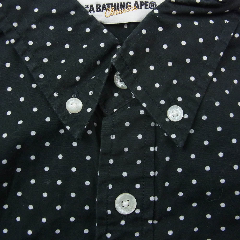 A BATHING APE アベイシングエイプ ONE POINT ボタンダウン ドット柄 長袖 シャツ ブラック系 S【中古】