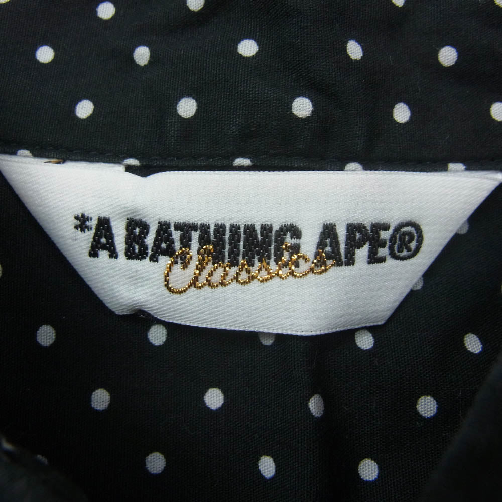 A BATHING APE アベイシングエイプ ONE POINT ボタンダウン ドット柄 長袖 シャツ ブラック系 S【中古】