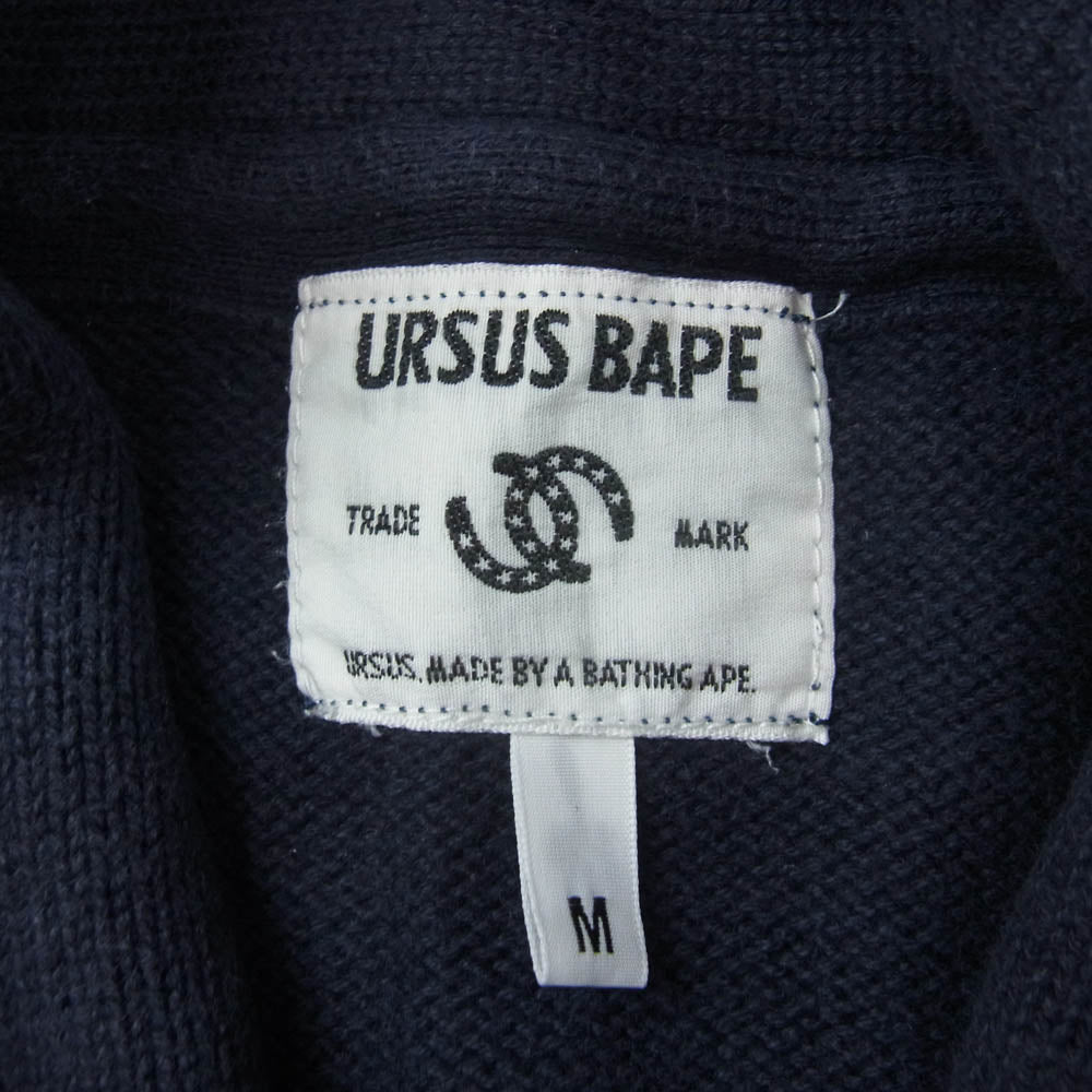 A BATHING APE アベイシングエイプ URSUS BAPE ロゴ ブルゾン カーディガン ネイビー系 M【中古】