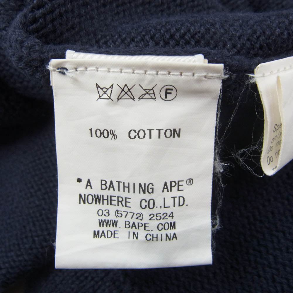 A BATHING APE アベイシングエイプ URSUS BAPE ロゴ ブルゾン カーディガン ネイビー系 M【中古】