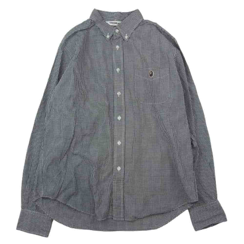 A BATHING APE アベイシングエイプ ONE POINT ボタンダウン ギンガム チェック シャツ ブラック系 M【中古】