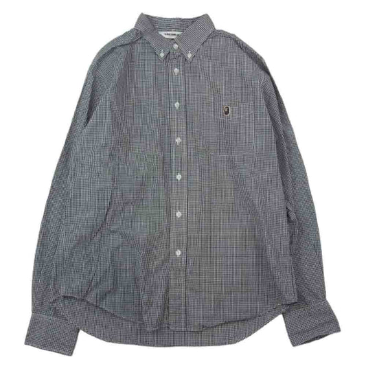 A BATHING APE アベイシングエイプ ONE POINT ボタンダウン ギンガム チェック シャツ ブラック系 M【中古】