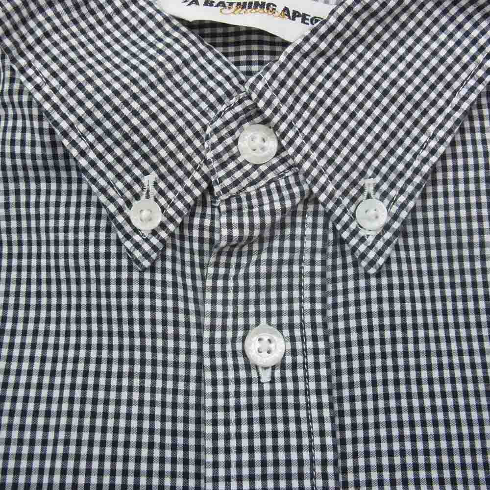 A BATHING APE アベイシングエイプ ONE POINT ボタンダウン ギンガム チェック シャツ ブラック系 M【中古】