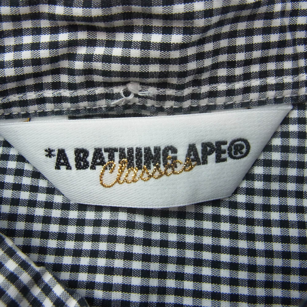 A BATHING APE アベイシングエイプ ONE POINT ボタンダウン ギンガム チェック シャツ ブラック系 M【中古】