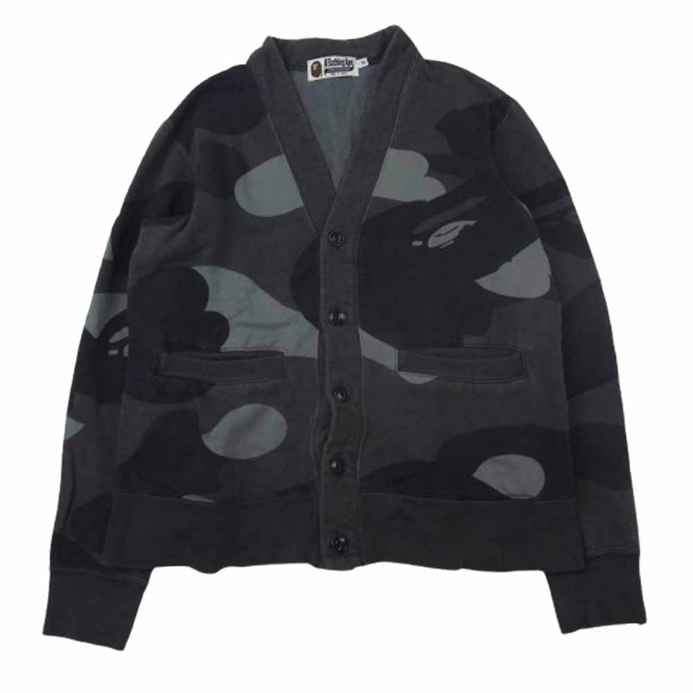 A BATHING APE アベイシングエイプ Cotton Camo Cardigan コットン カモ カーディガン グレー系 M【中古】