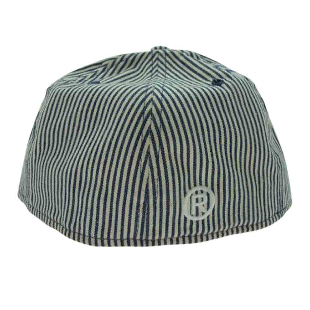A BATHING APE アベイシングエイプ × NEW ERA ニューエラ ワッペン ヒッコリー キャップ インディゴブルー系 オフホワイト系 57.7cm【中古】