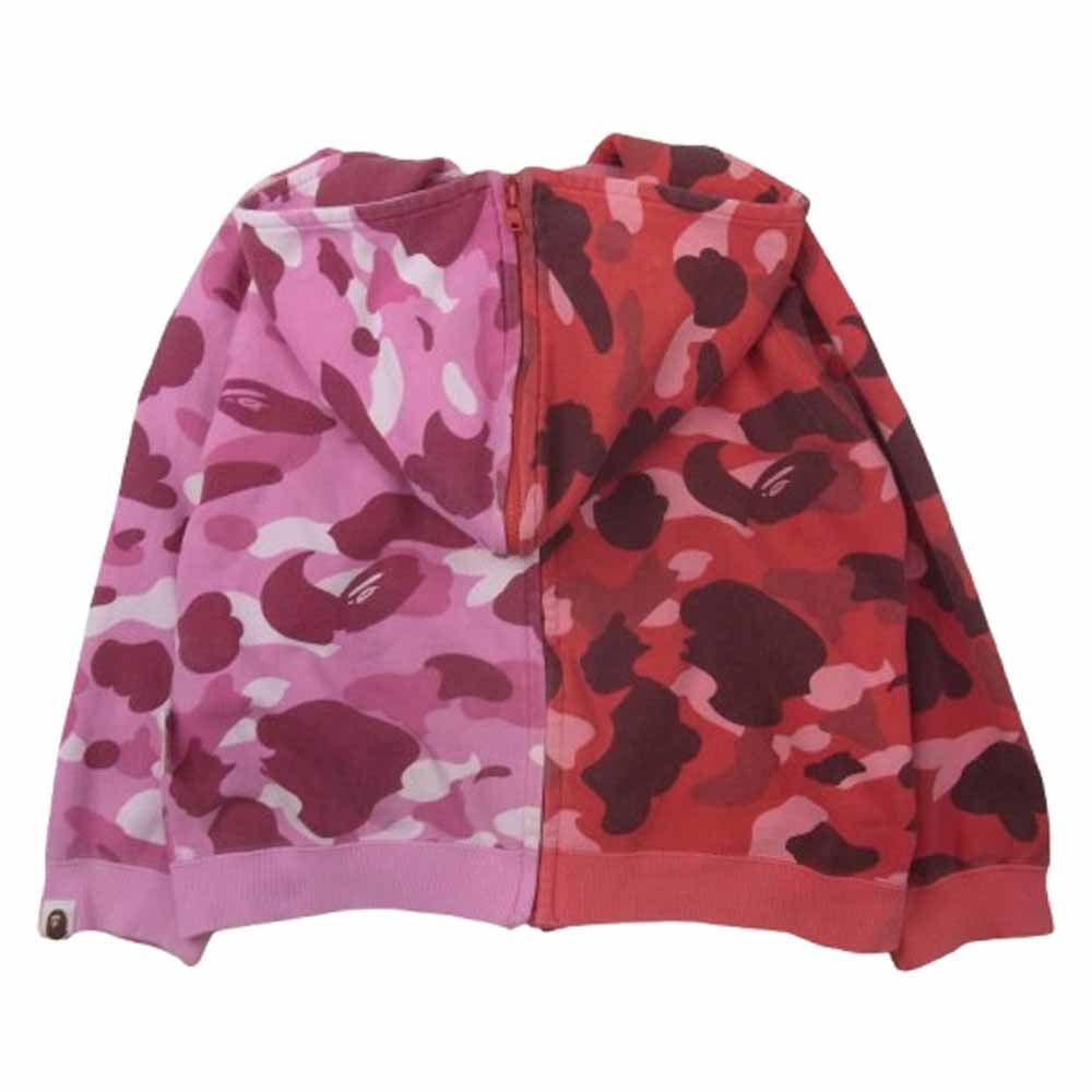 A BATHING APE アベイシングエイプ キッズ BAPE ロゴ カモ ジップ パーカー ピンク系 130【中古】
