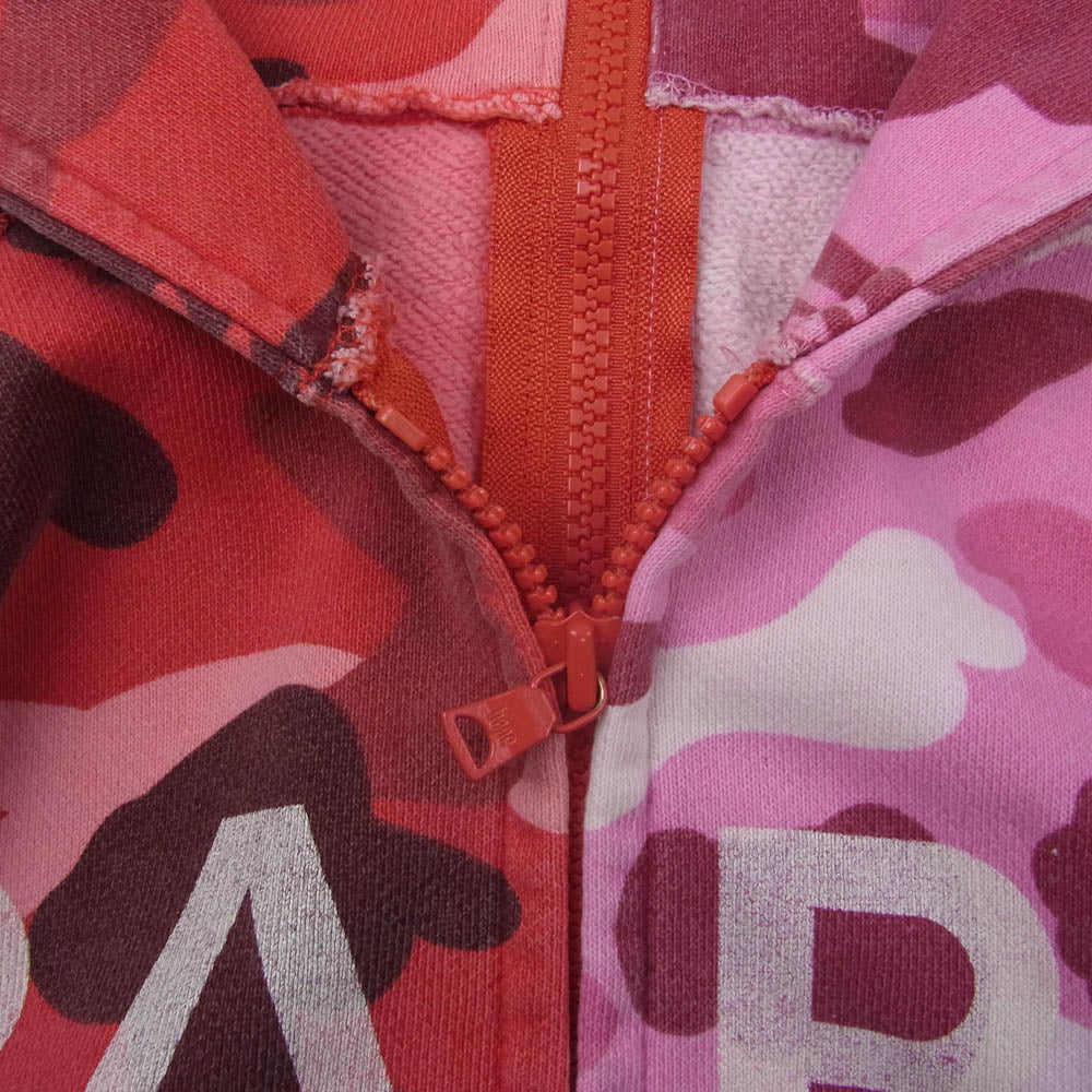 A BATHING APE アベイシングエイプ キッズ BAPE ロゴ カモ ジップ パーカー ピンク系 130【中古】 A BATHING APE アベイシングエイプ キッズ BAPE ロゴ カモ ジップ