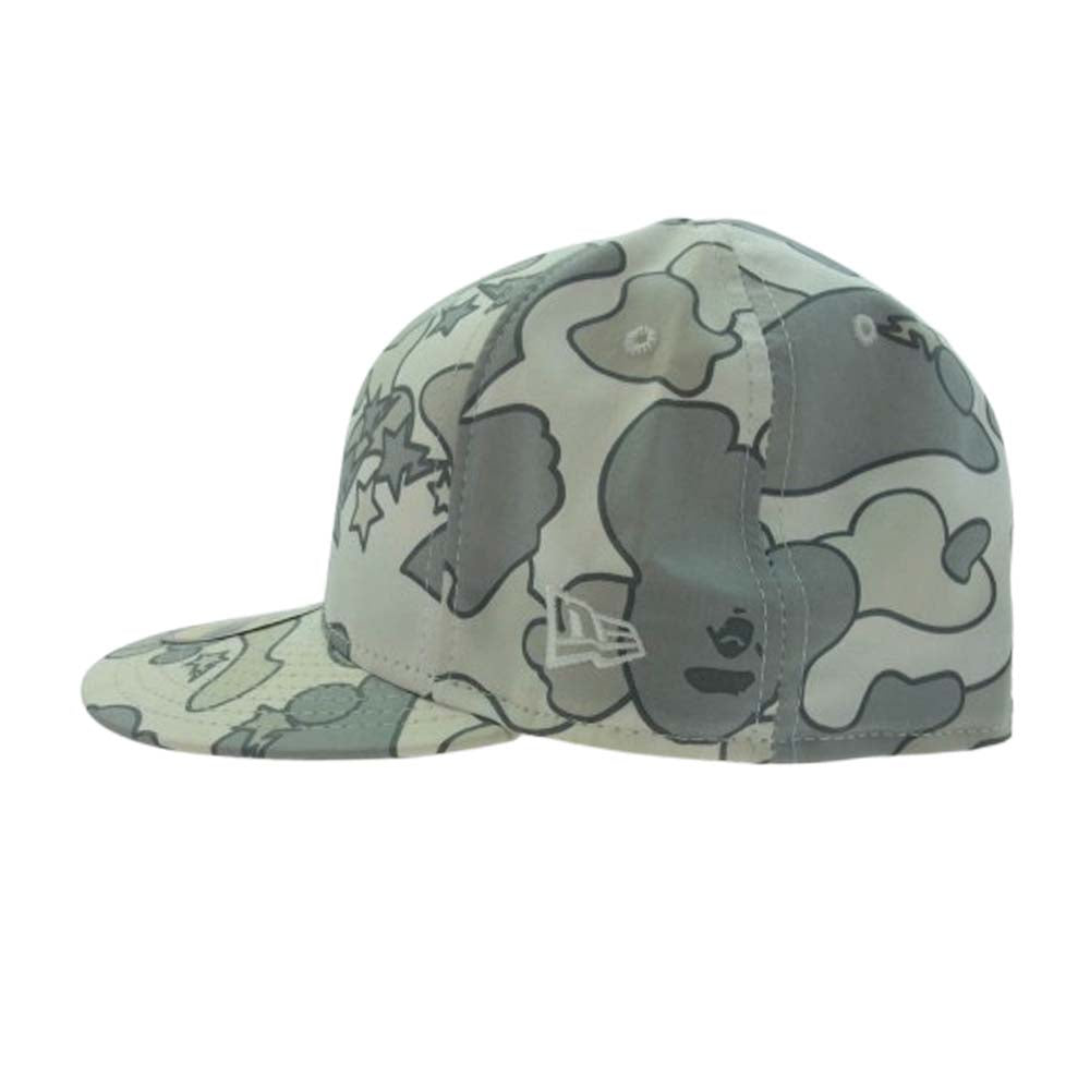 A BATHING APE アベイシングエイプ × NEW ERA ニューエラ スター カモ キャップ オフホワイト系 グレー系 59.6cm【中古】