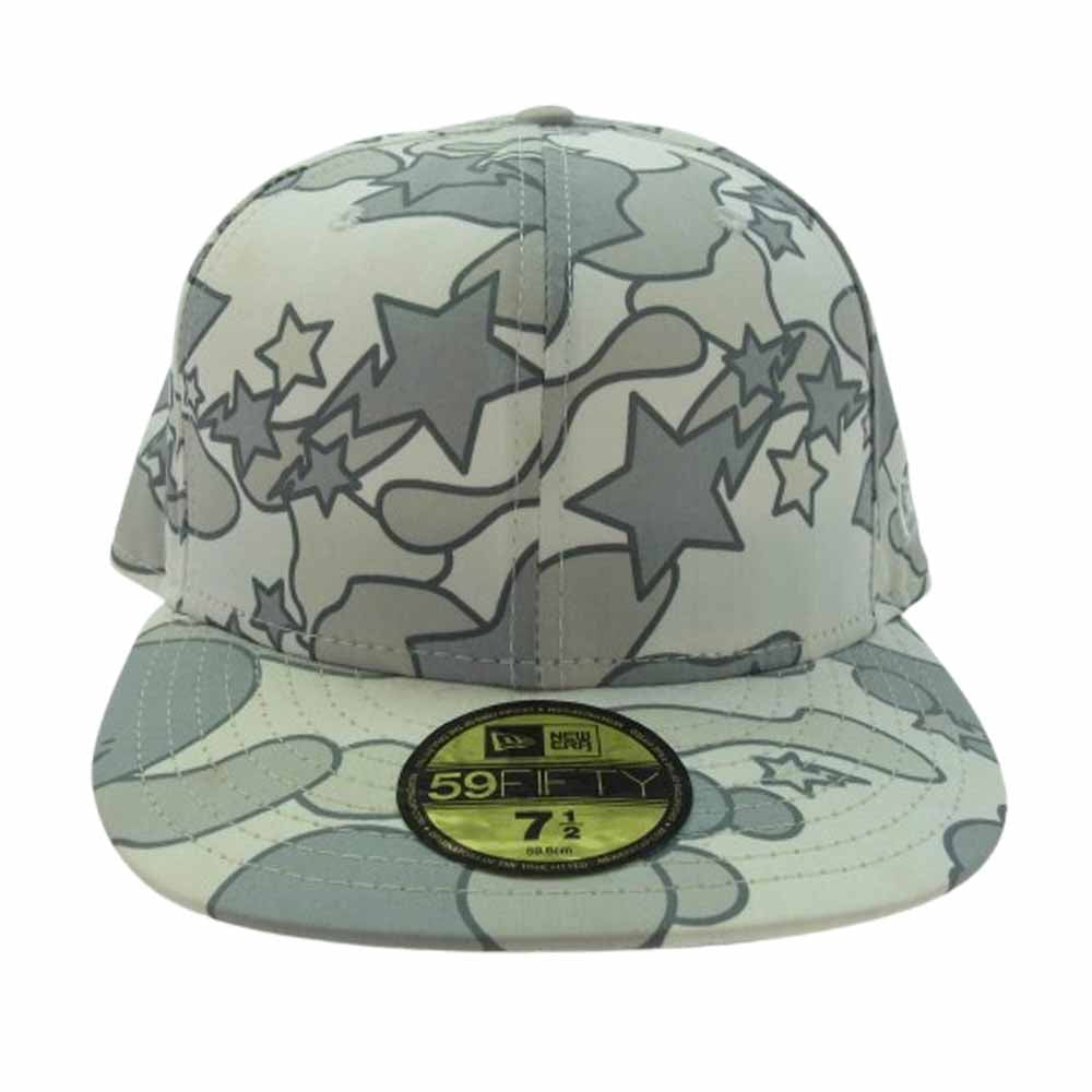 A BATHING APE アベイシングエイプ × NEW ERA ニューエラ スター カモ キャップ オフホワイト系 グレー系 59.6cm【中古】
