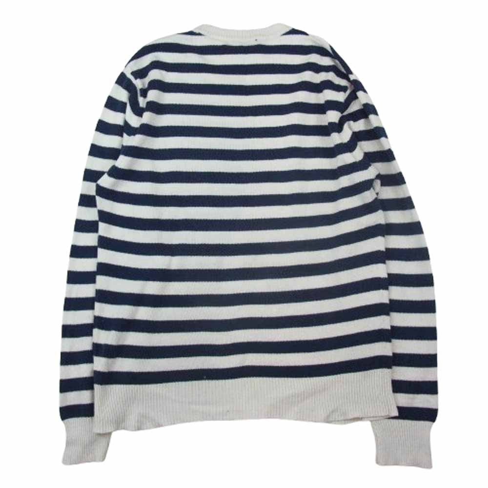 A BATHING APE アベイシングエイプ ONE POINT ワンポイント ロゴ ボーダー ニット ホワイト系 ネイビー系 L【中古】