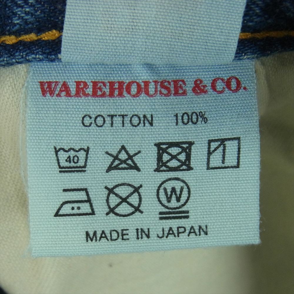WAREHOUSE ウエアハウス FS001 FLAG SPORT フラッグスポーツ ボタンフライ 片ミミ デニム パンツ ジーンズ インディゴブルー系 36【中古】