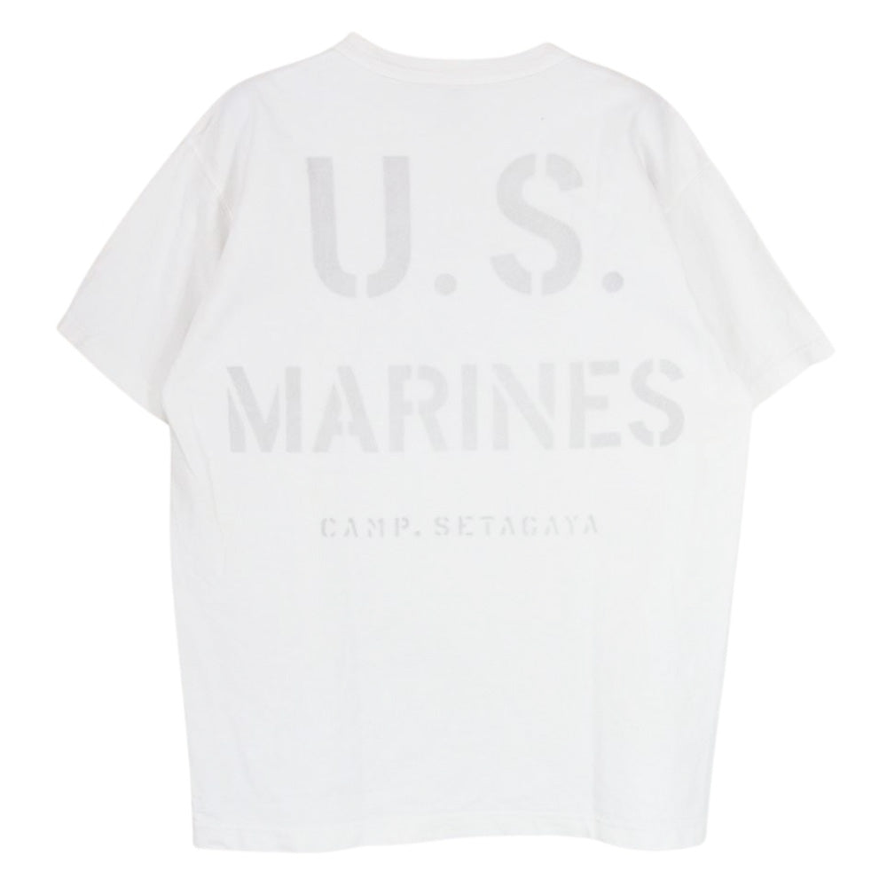 TOY'S McCOY トイズマッコイ McHILL マックヒル MILITARY TEE SHIRT U.S.MARINES CAMP SETAGAYA ミリタリー Tシャツ ホワイト系 M【中古】