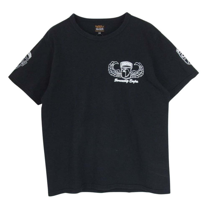 The REAL McCOY'S ザリアルマッコイズ MILITARY TEE AIRBORNE RANGER 69-70 ミリタリー Tシャツ ブラック系 38【中古】