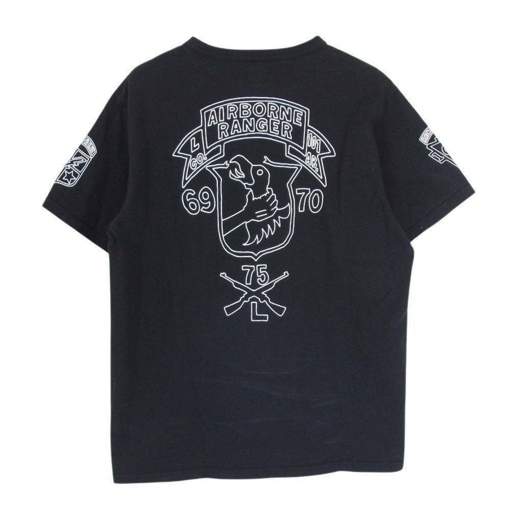 The REAL McCOY'S ザリアルマッコイズ MILITARY TEE AIRBORNE RANGER 69-70 ミリタリー Tシャツ ブラック系 38【中古】