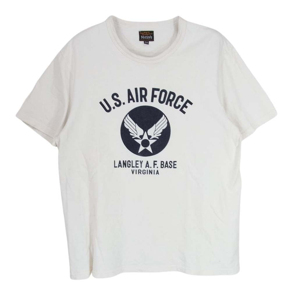 The REAL McCOY'S ザリアルマッコイズ MILITARY TEE U.S.AIR FORCE LANGLEY A.F.BASE VIRGINIA ミリタリー Tシャツ オフホワイト系 38【中古】