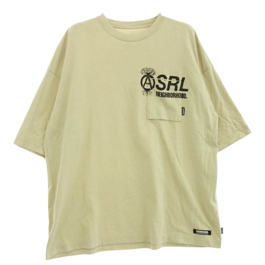 NEIGHBORHOOD ネイバーフッド 22SS 221BUNH-CSM01 SRL.SHELTECH-1 CN-CREW ロゴプリント ポケット Tシャツ 半袖カットソー ベージュ系 L【中古】