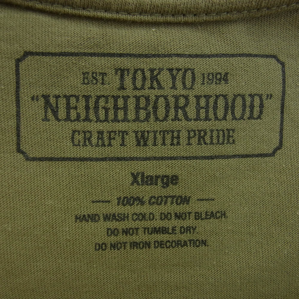 NEIGHBORHOOD ネイバーフッド バックロゴプリント Tシャツ 半袖カットソー カーキ系 XL【中古】