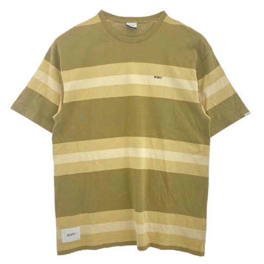WTAPS ダブルタップス 20SS VATOS TEE ボーダー Tシャツ 半袖カットソー カーキ系 ベージュ系 4【中古】