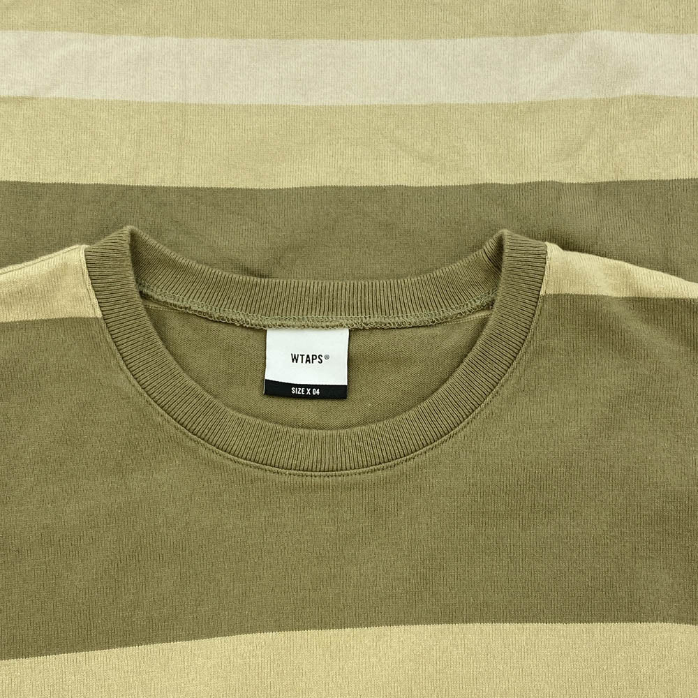 WTAPS ダブルタップス 20SS VATOS TEE ボーダー Tシャツ 半袖カットソー カーキ系 ベージュ系 4【中古】