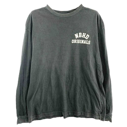 NEIGHBORHOOD ネイバーフッド 22SS 221OKNH-CSM04 SULFUR DYE C-CREW ロゴプリント ロングスリーブ Tシャツ 長袖カットソー グレー系 L【中古】