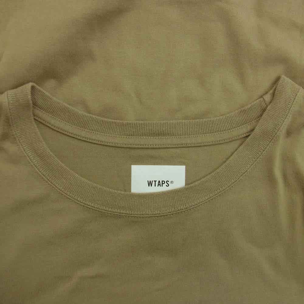 WTAPS ダブルタップス 20SS 201ATDT-LT01S WTVUA L/S TEE ロゴプリント ロングスリーブ Tシャツ 長袖カットソー ベージュ系 4【中古】