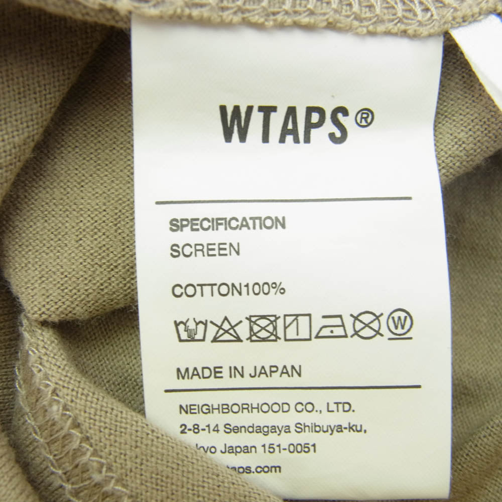 WTAPS ダブルタップス 20SS 201ATDT-LT01S WTVUA L/S TEE ロゴプリント ロングスリーブ Tシャツ 長袖カットソー ベージュ系 4【中古】
